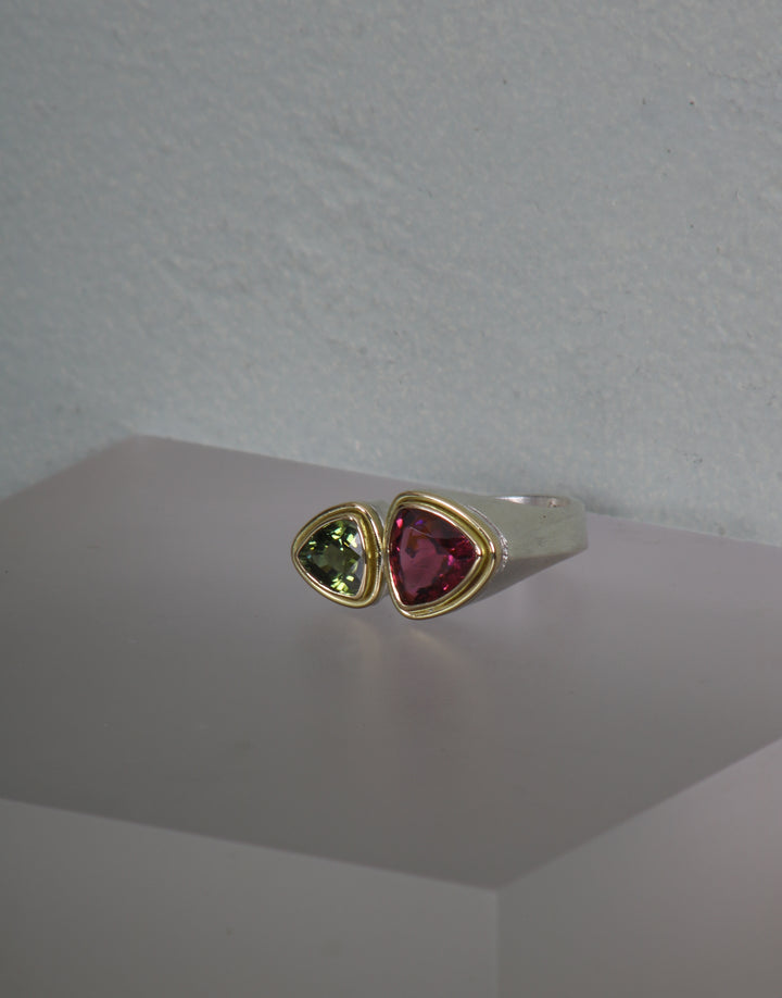 Double Tourmaline Open Ring (B424)