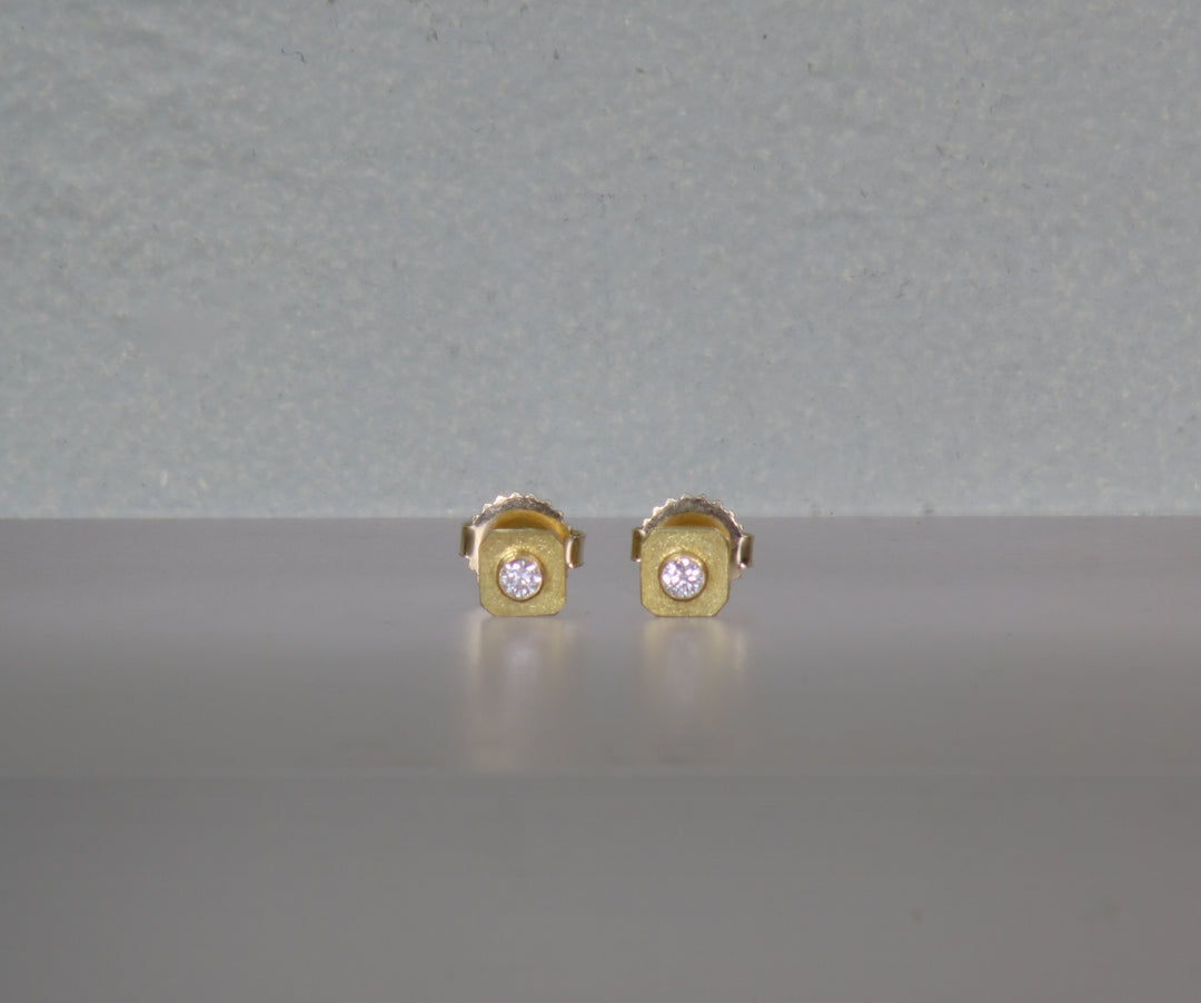 Octagon Stud Earrings with Diamonds (B417)