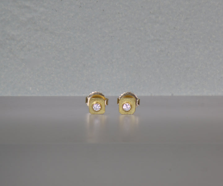 Octagon Stud Earrings with Diamonds (B417)