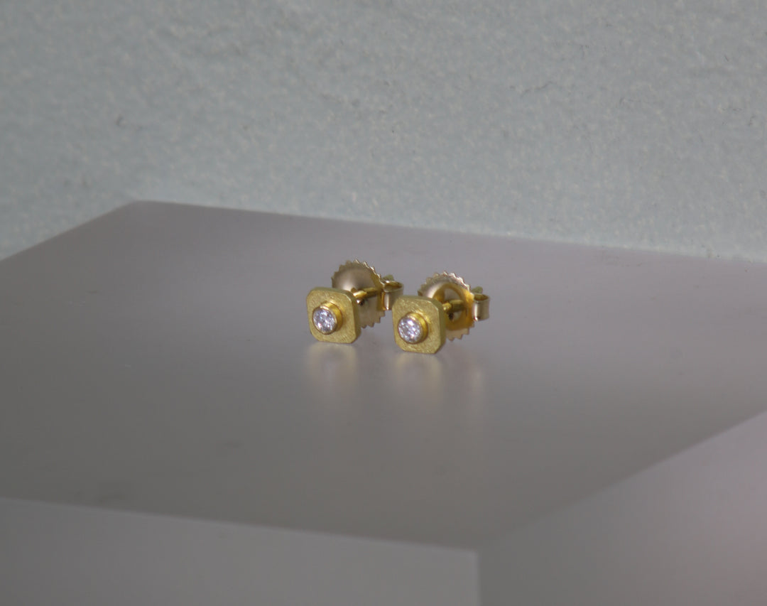 Octagon Stud Earrings with Diamonds (B417)