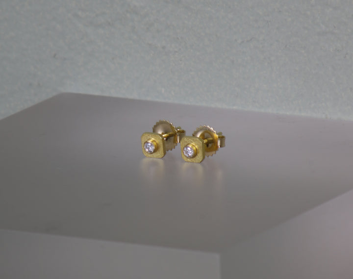 Octagon Stud Earrings with Diamonds (B417)