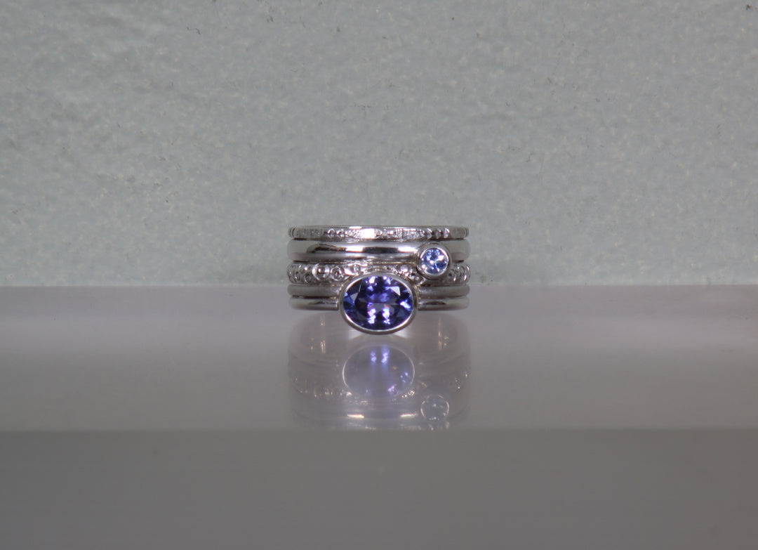 Tanzanite and Sapphire Multi-Band Ring (B423)