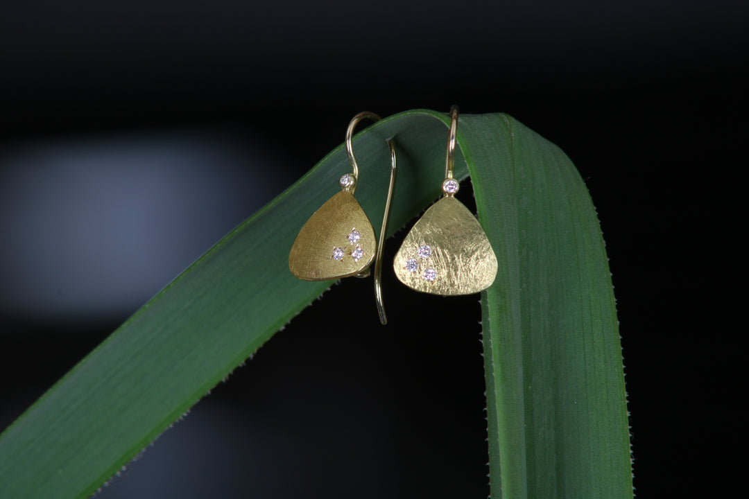 Gold Petal Dangling Earrings (B432)