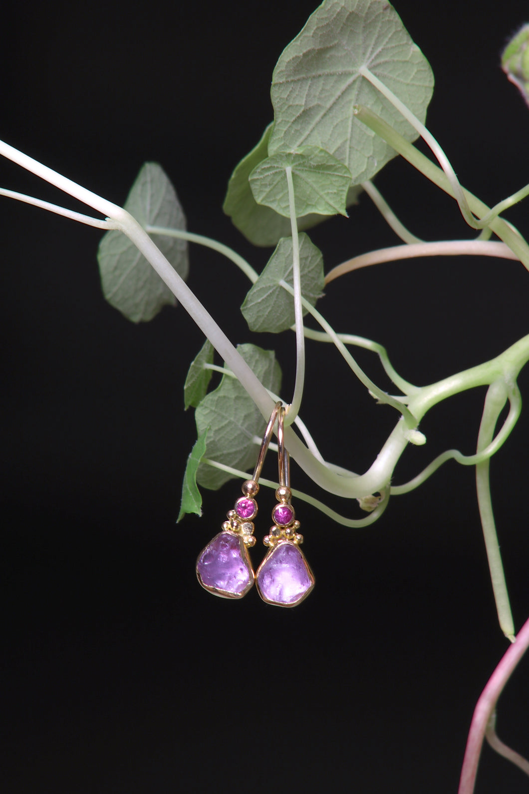 Raw Purple Sapphire Earrings (09266)