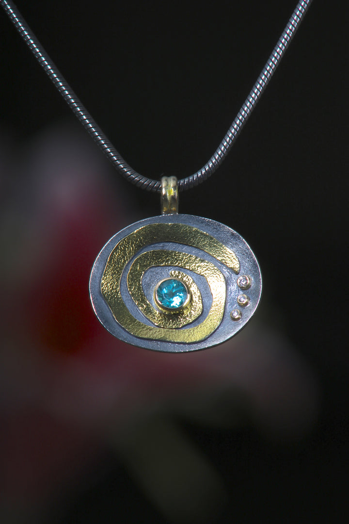 Mixed Metal and Apatite Pendant (09783)