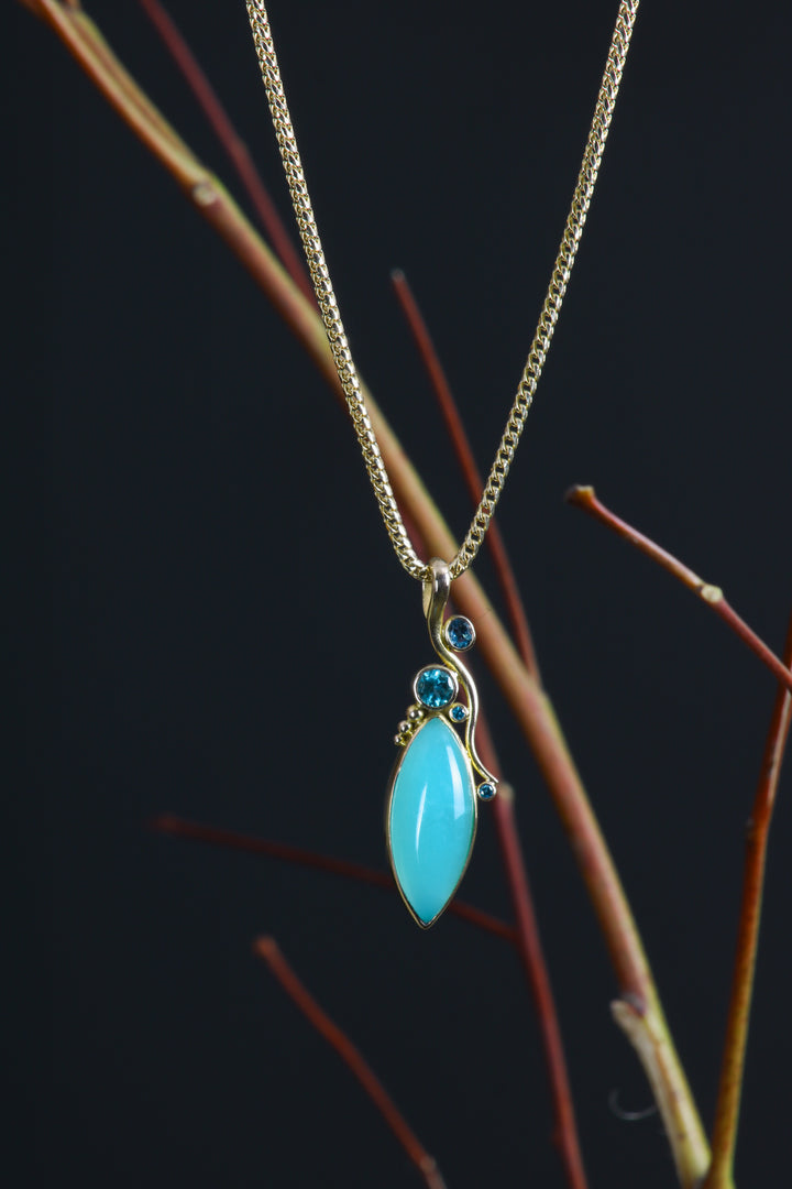 Peruvian Opal and Sapphire Pendant (B446)