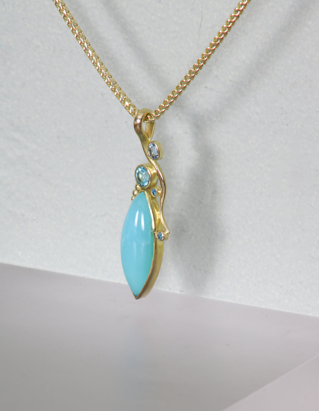 Peruvian Opal and Sapphire Pendant (B446)