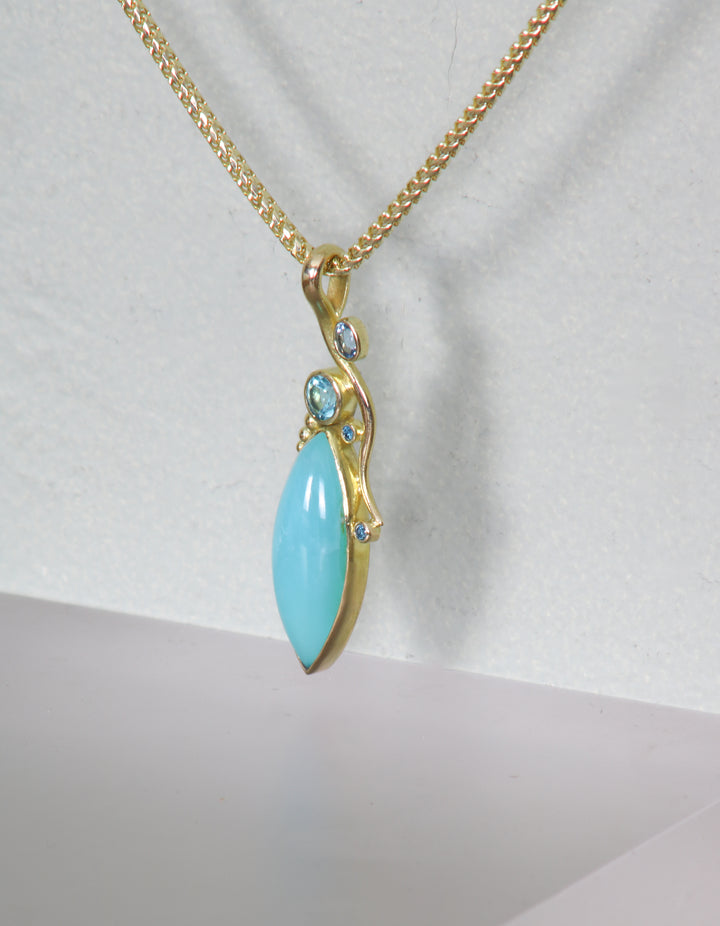 Peruvian Opal and Sapphire Pendant (B446)
