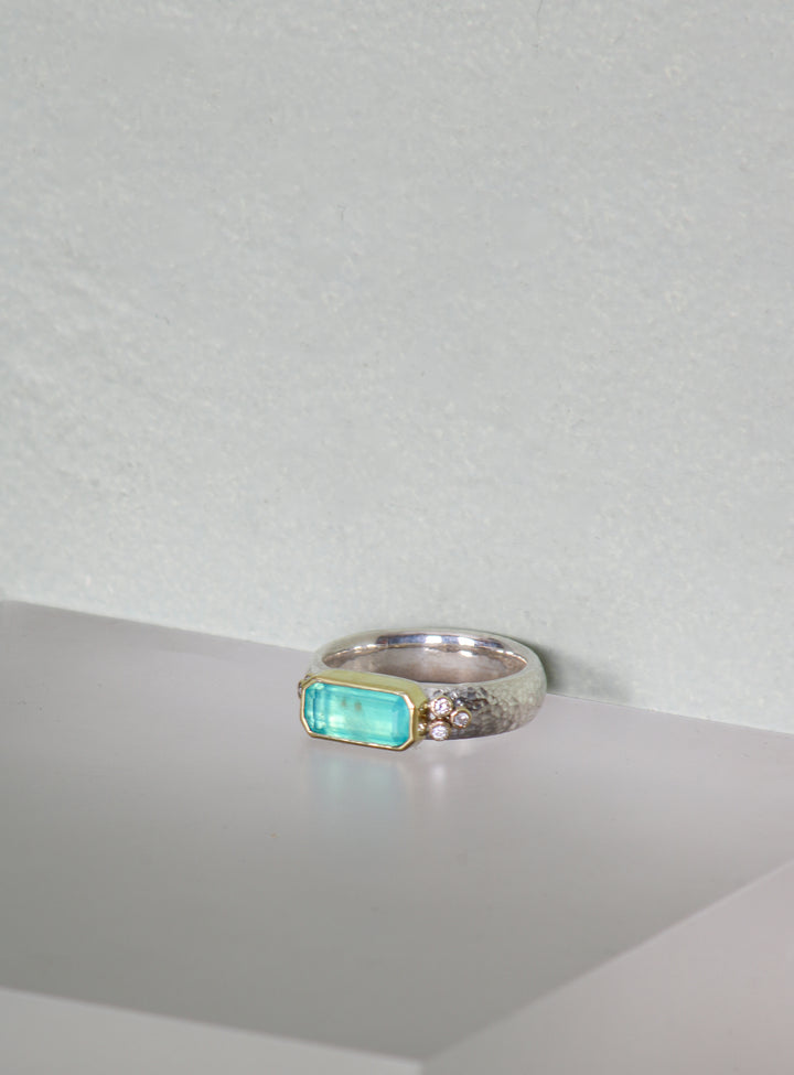 Mixed Metal and Peruvian Opal Ring (B461)