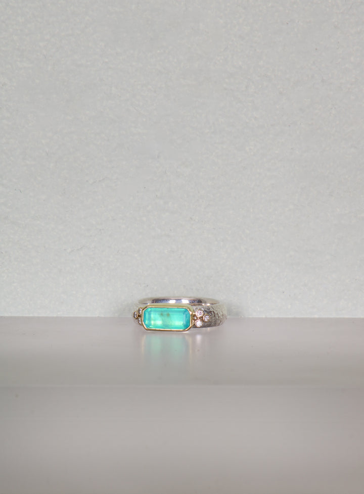 Mixed Metal and Peruvian Opal Ring (B461)