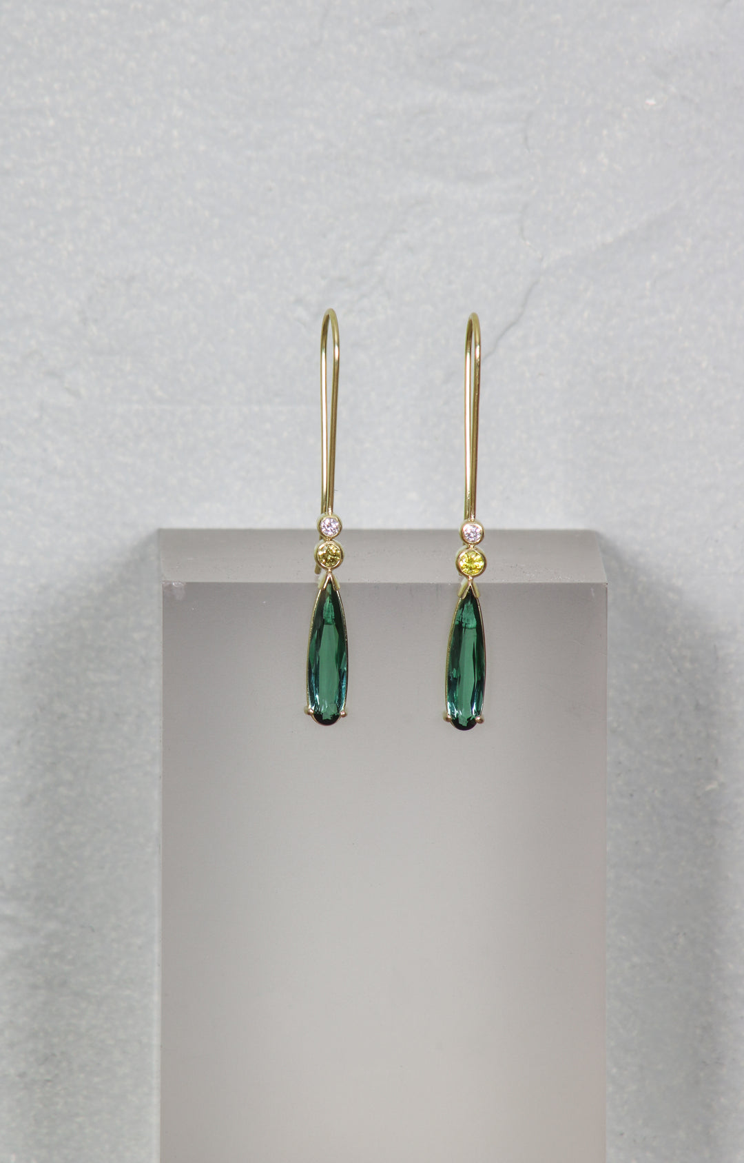 Hanging Tourmaline and Diamond Earrings (B463)