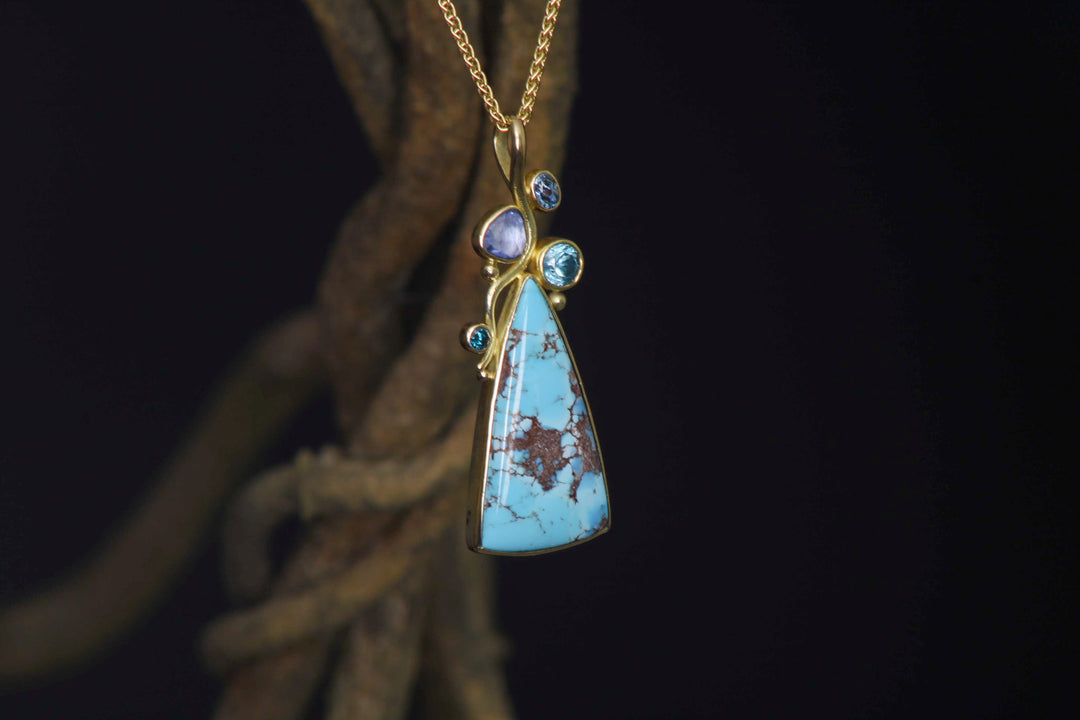 Turquoise and Mixed Gemstone Drop Pendant (B170)