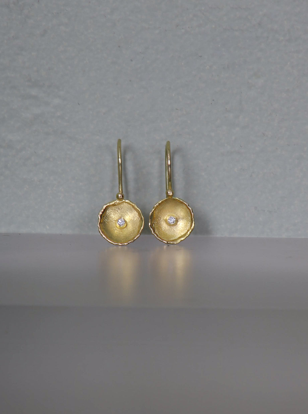 Gold and Diamond Accented Dish Earring (B174)