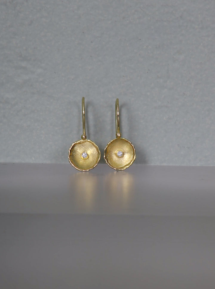 Gold and Diamond Accented Dish Earring (B174)