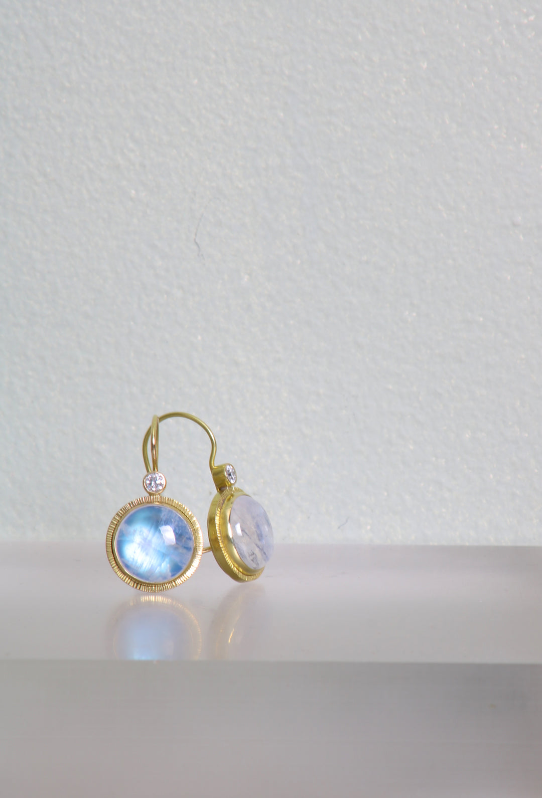 Moonstone and Diamond Earrings (09161)
