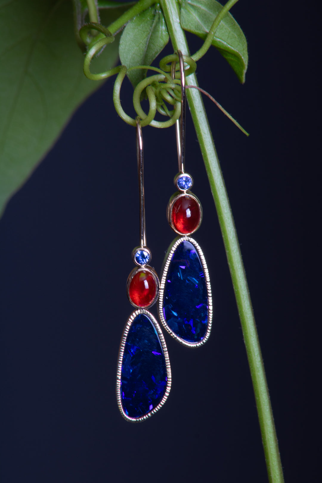Mixed Opal and Sapphire Drop Earrings (B485)