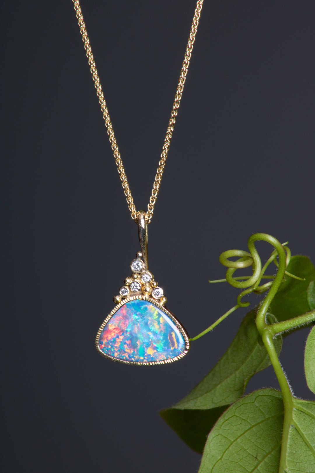 Opal and Diamond Drop Earrings (B477)