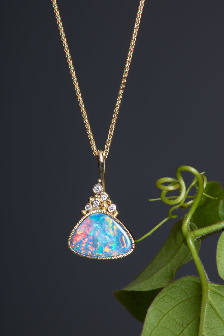 Opal and Diamond Drop Earrings (B477)