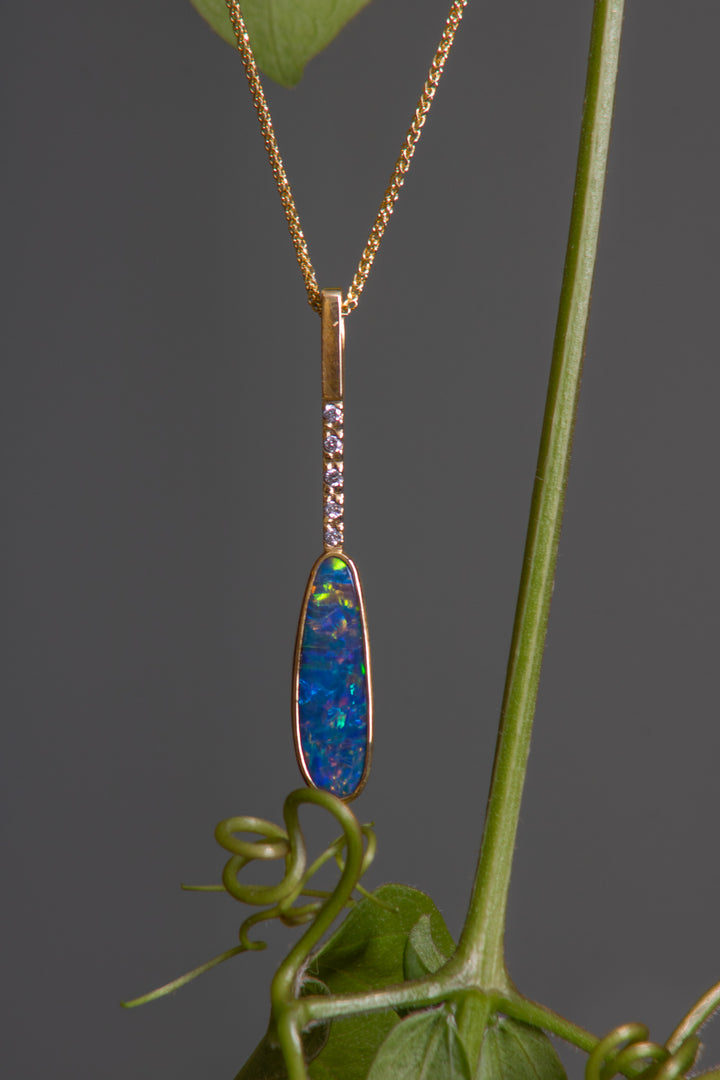Opal and Diamond Drop Pendant (B484)