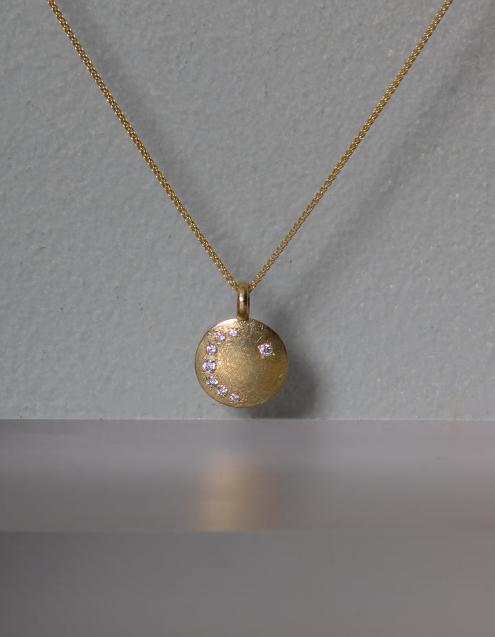Flat Disk Pendant with Diamonds (B498)