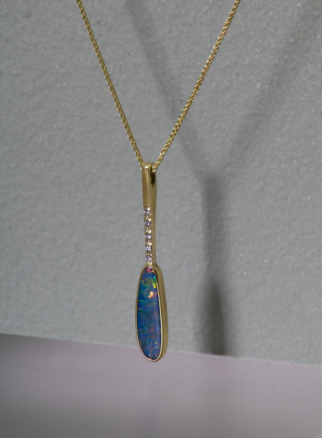 Opal and Diamond Drop Pendant (B484)
