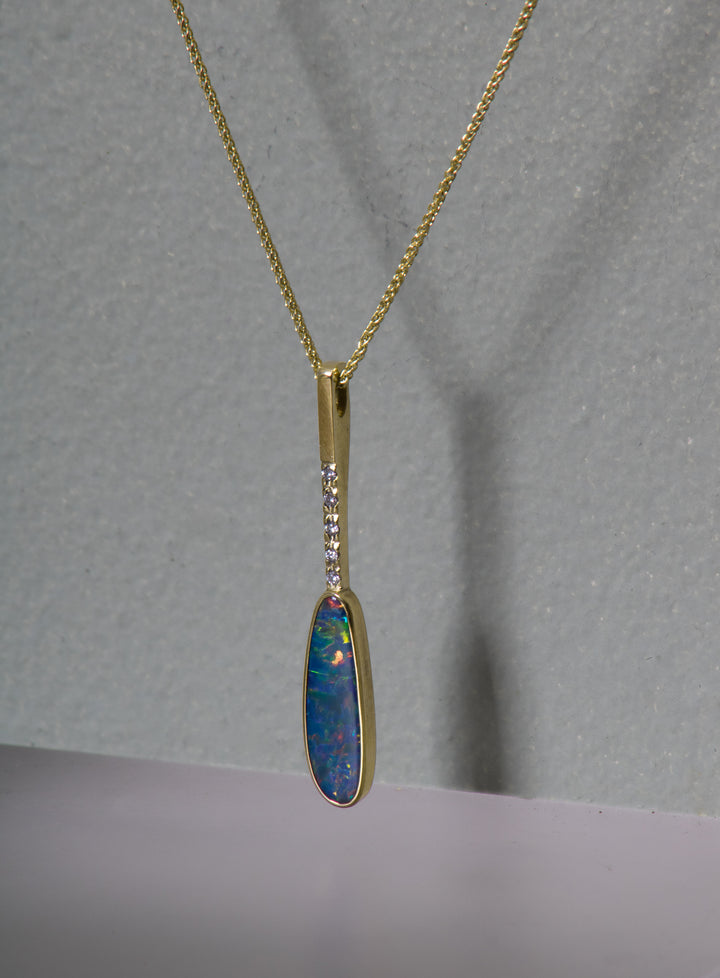 Opal and Diamond Drop Pendant (B484)