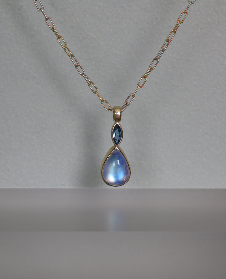 Pear Moonstone and Aquamarine Pendant (B214)