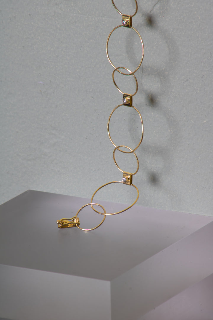 Gold and Diamond Linked Hoop Bracelet (B487)
