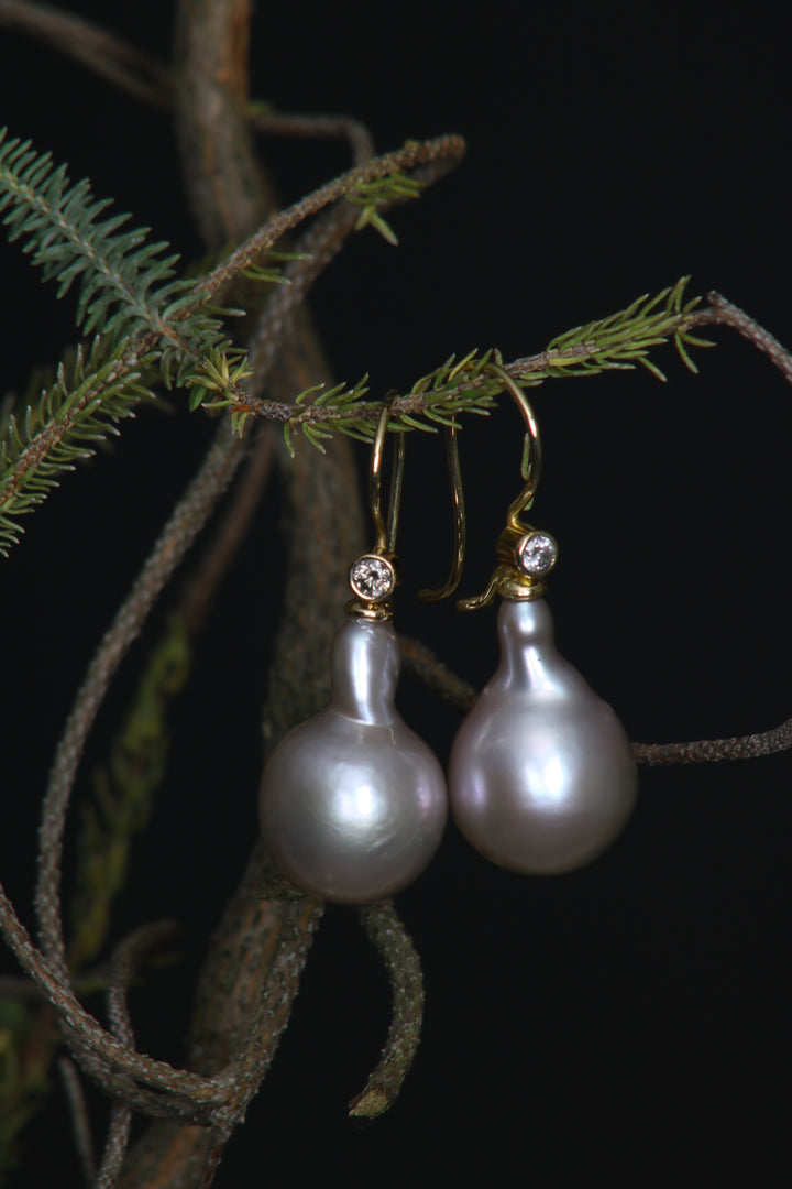 Pear Shaped Fresh Water Pearl Earrings (B229)