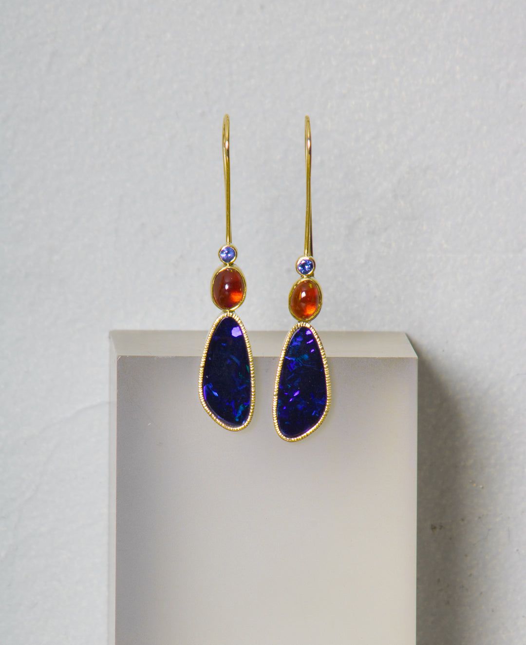 Mixed Opal and Sapphire Drop Earrings (B485)