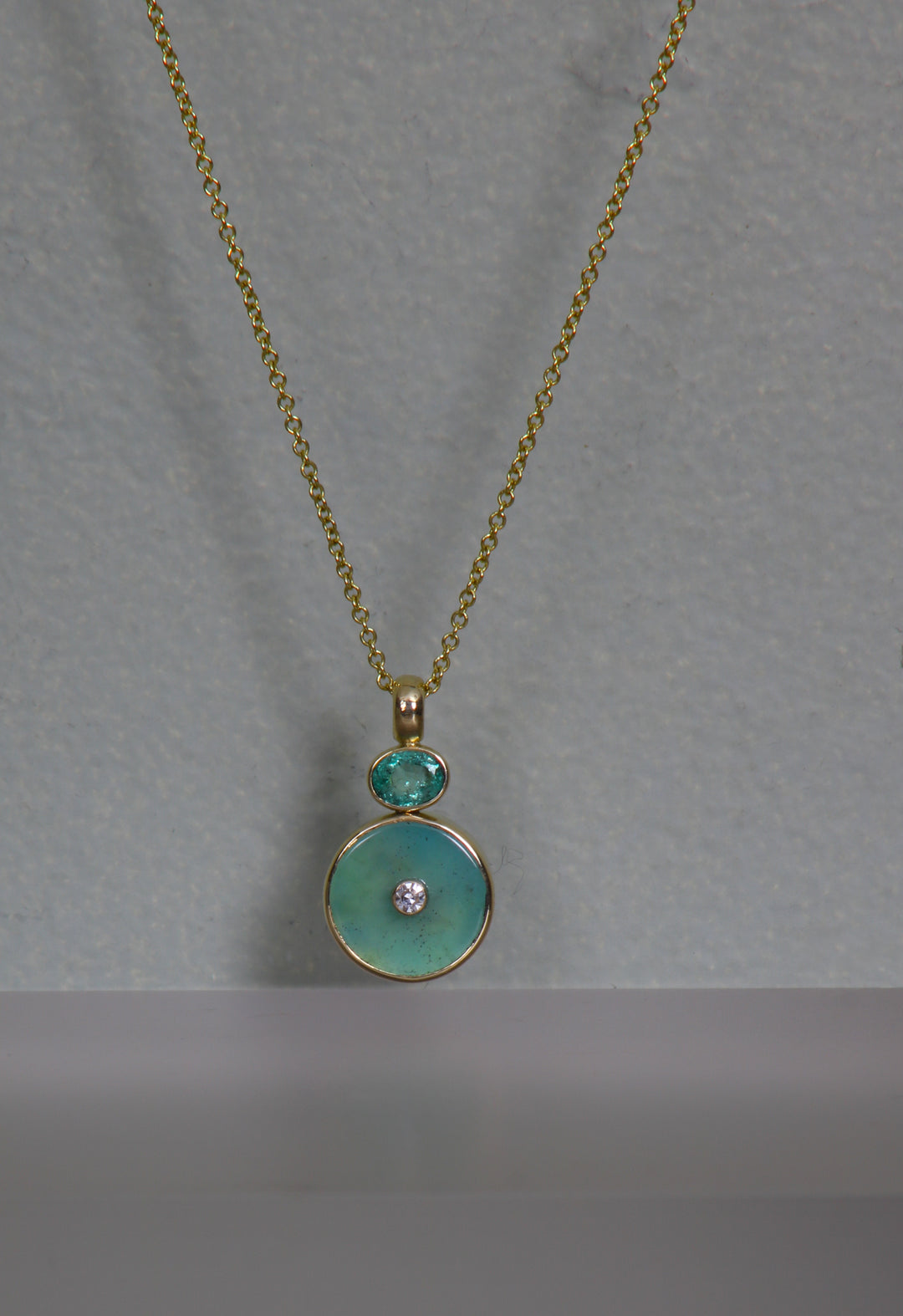 Peruvian Opal and Emerald Pendant (B219)
