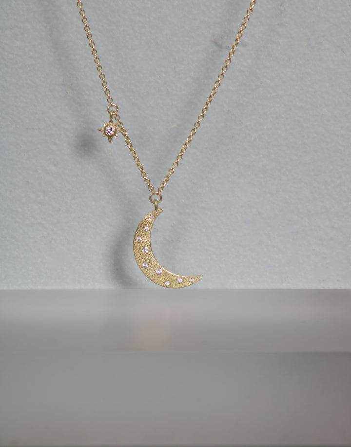 Crescent Moon and Star Necklace (B405)