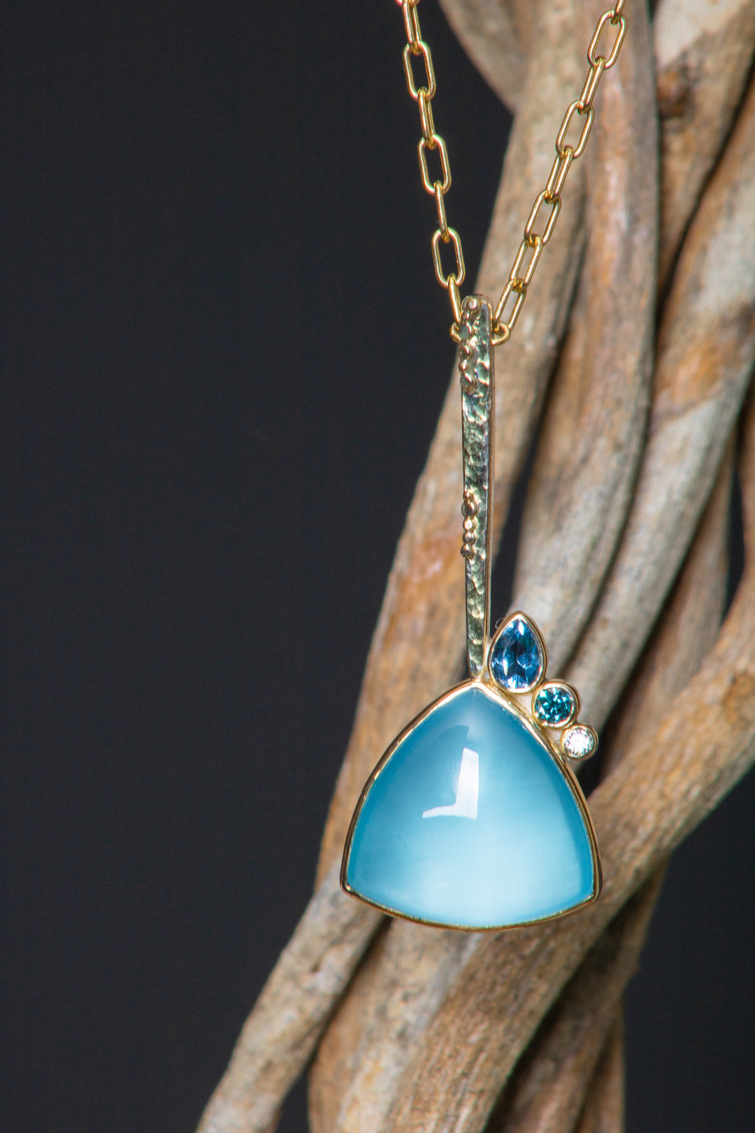Mixed Metal Aquamarine Drop Pendant (B504)