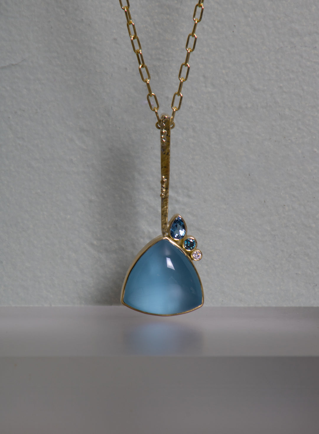 Mixed Metal Aquamarine Drop Pendant (B504)