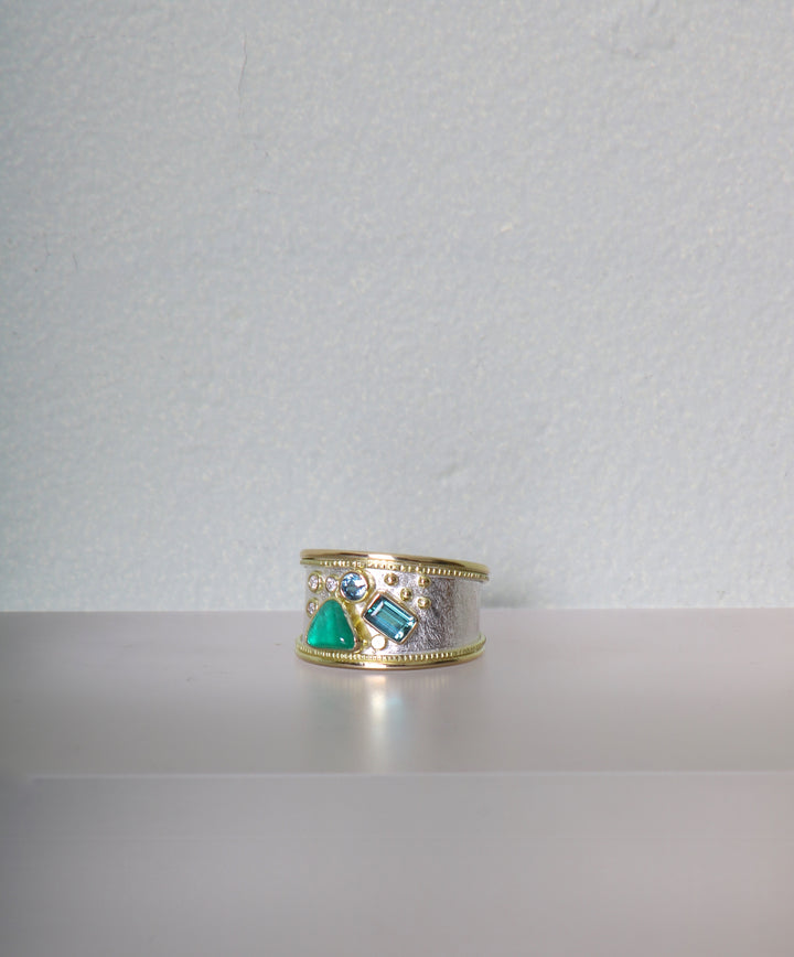 Emerald and Mixed Gemstone Ring (09295)