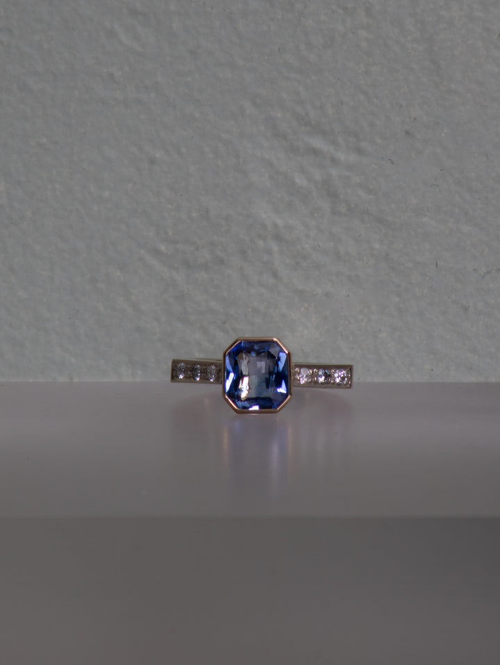 Sapphire and Diamond White and Yellow Gold Ring (B503)