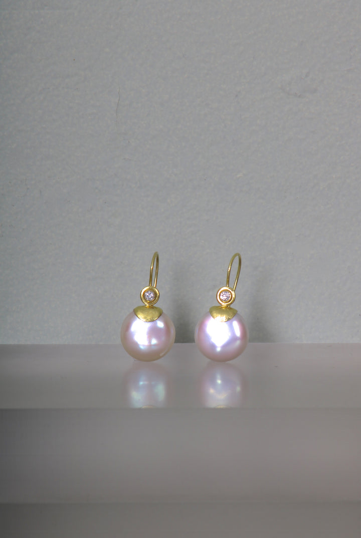 Coin Pearl with Diamond Earrings (09837)