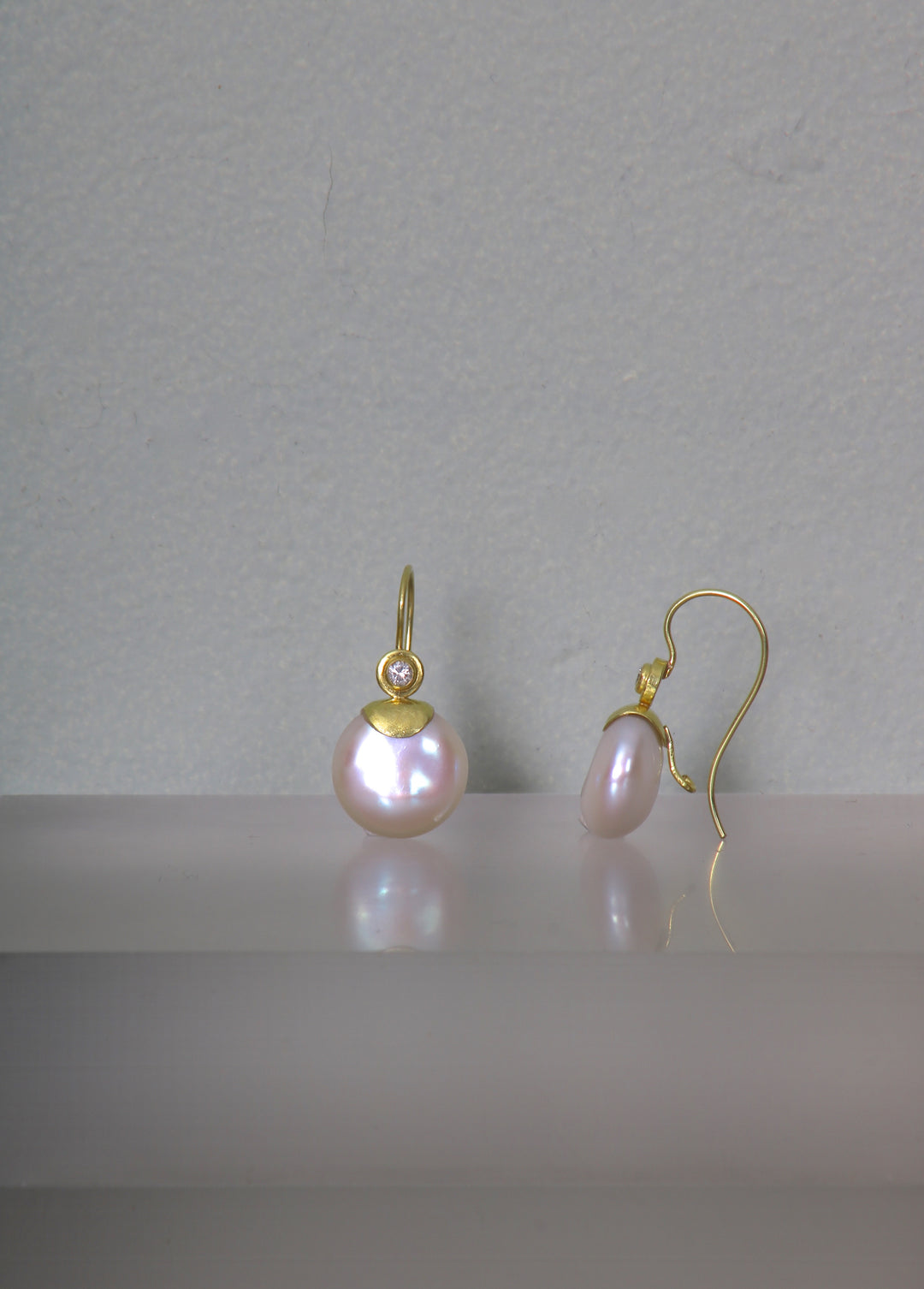 Coin Pearl Earrings with Diamond (09836)