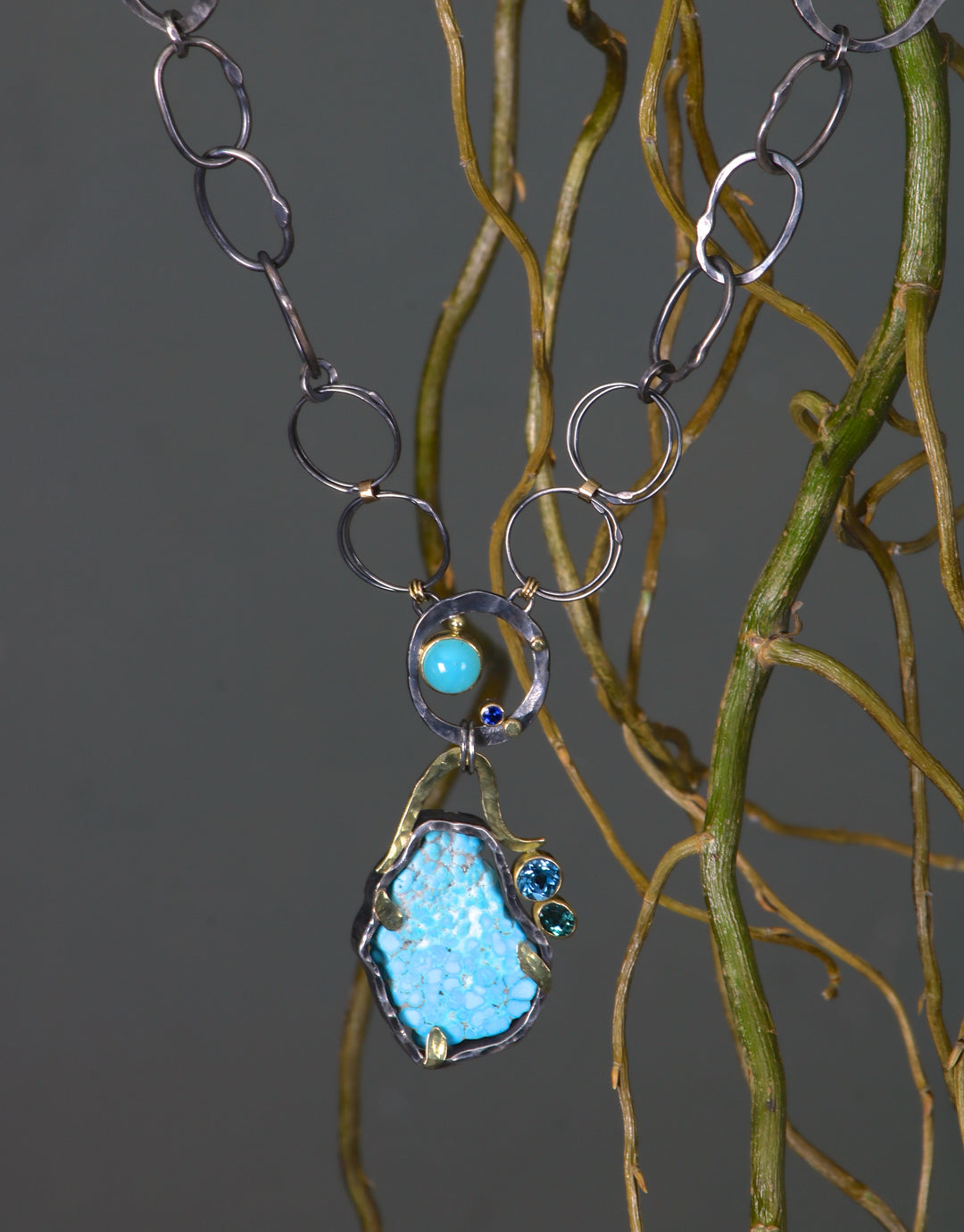 Turquoise and Mixed Gemstone Necklace (09795)