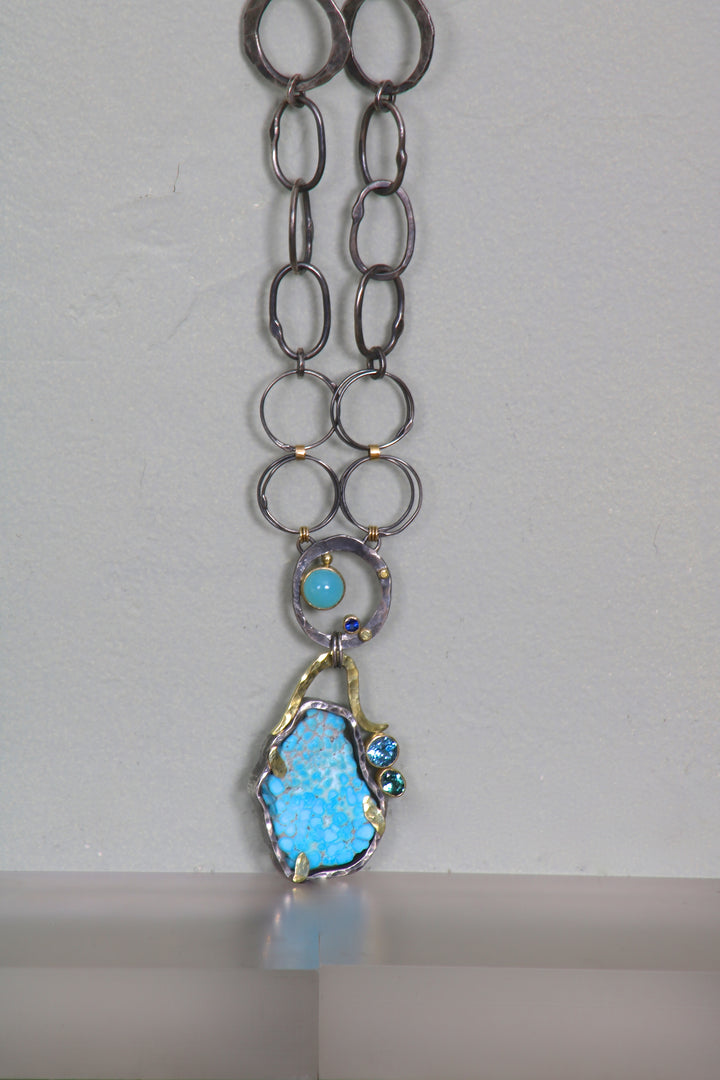 Turquoise and Mixed Gemstone Necklace (09795)
