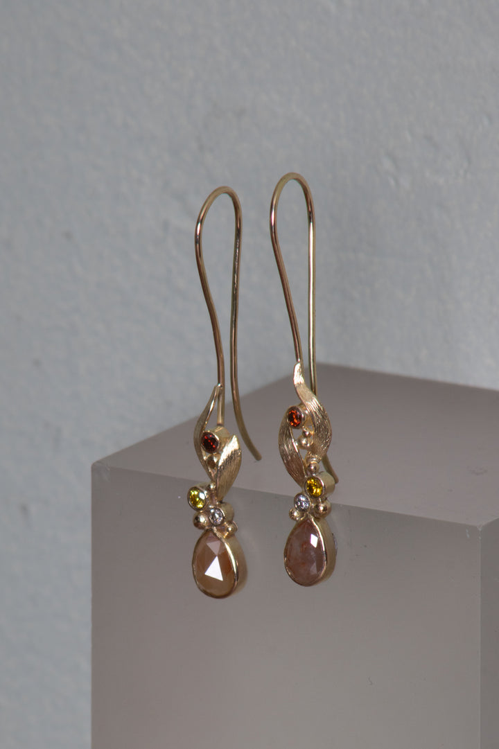 Hanging Rosecut Diamond Earrings (B525)
