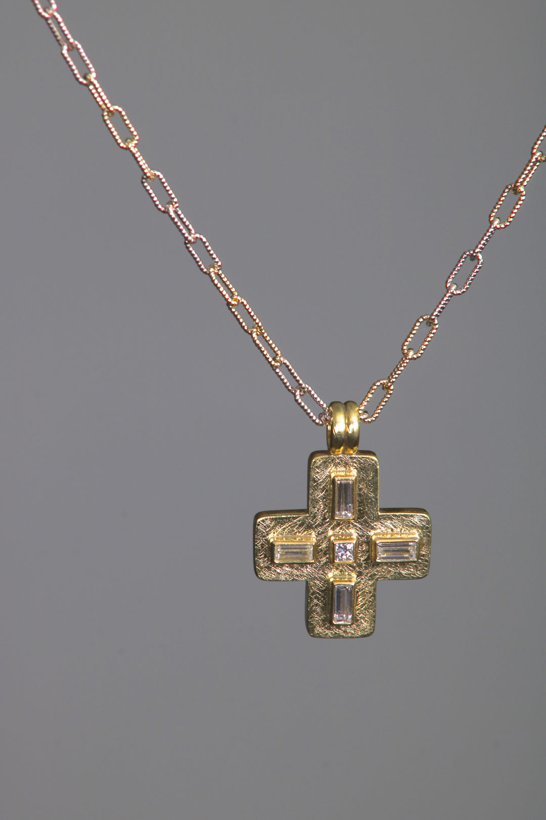 Gold and Diamond Thick Cross Pendant (09869)