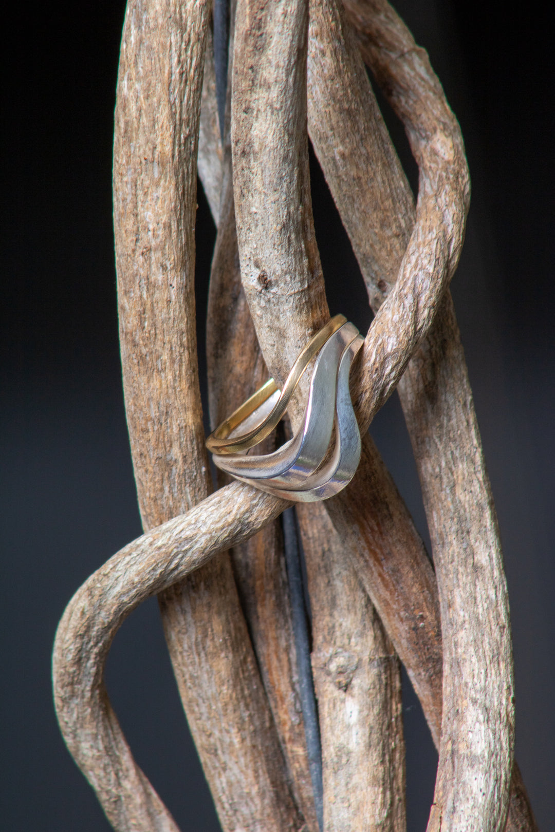 Mixed Metal Stacking Wave Ring (B554)