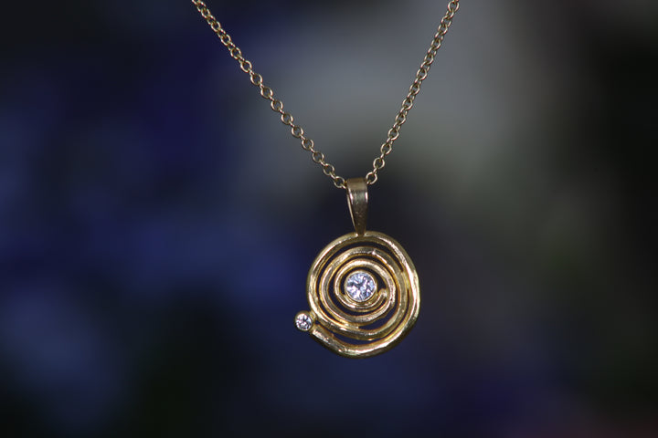 Spiral Gold and Diamond Pendant (B243)
