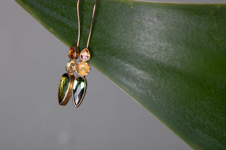 Tourmaline and Sapphire Earrings (B575)