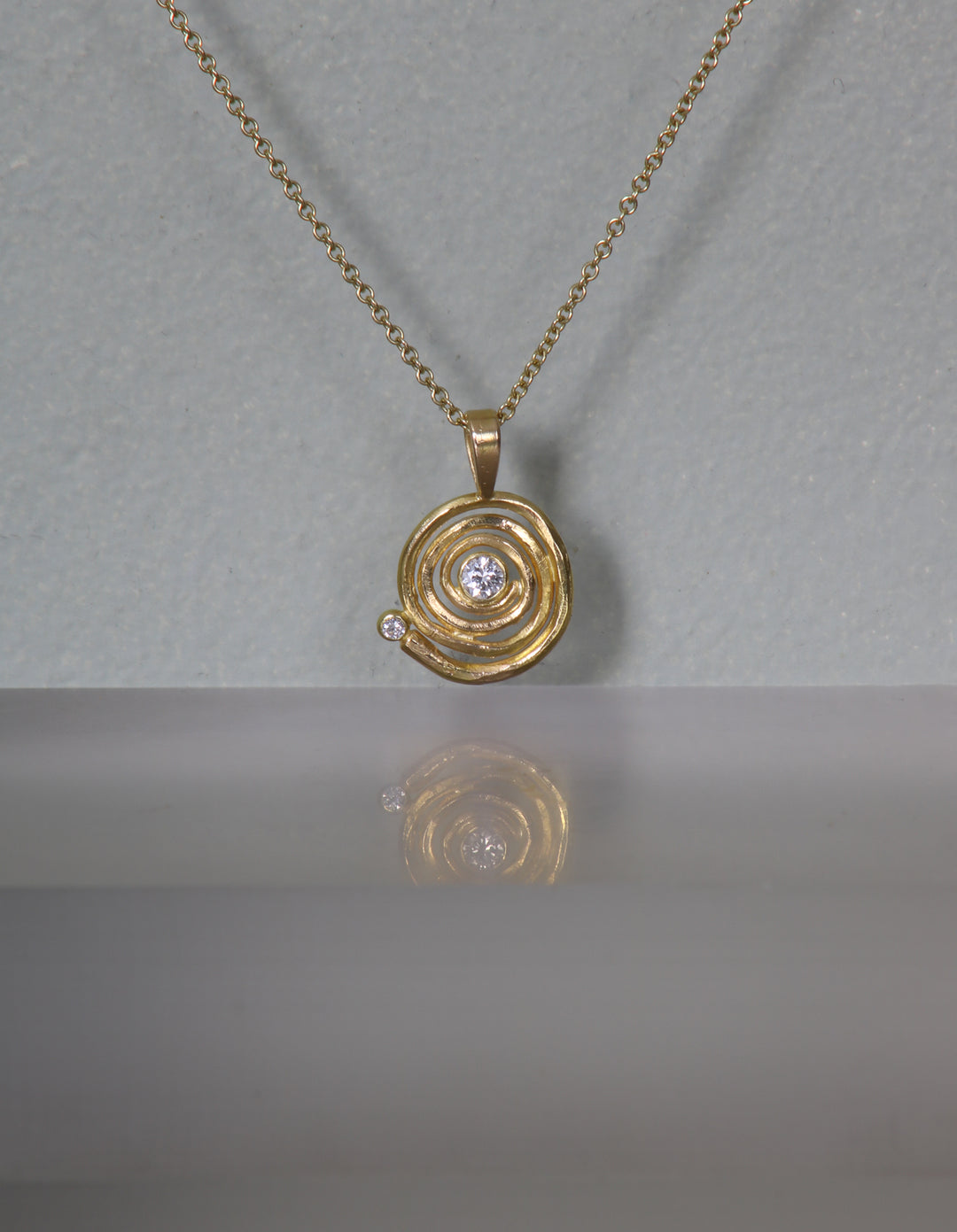 Spiral Gold and Diamond Pendant (B243)