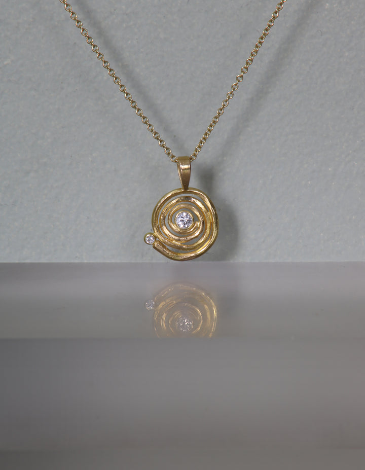 Spiral Gold and Diamond Pendant (B243)