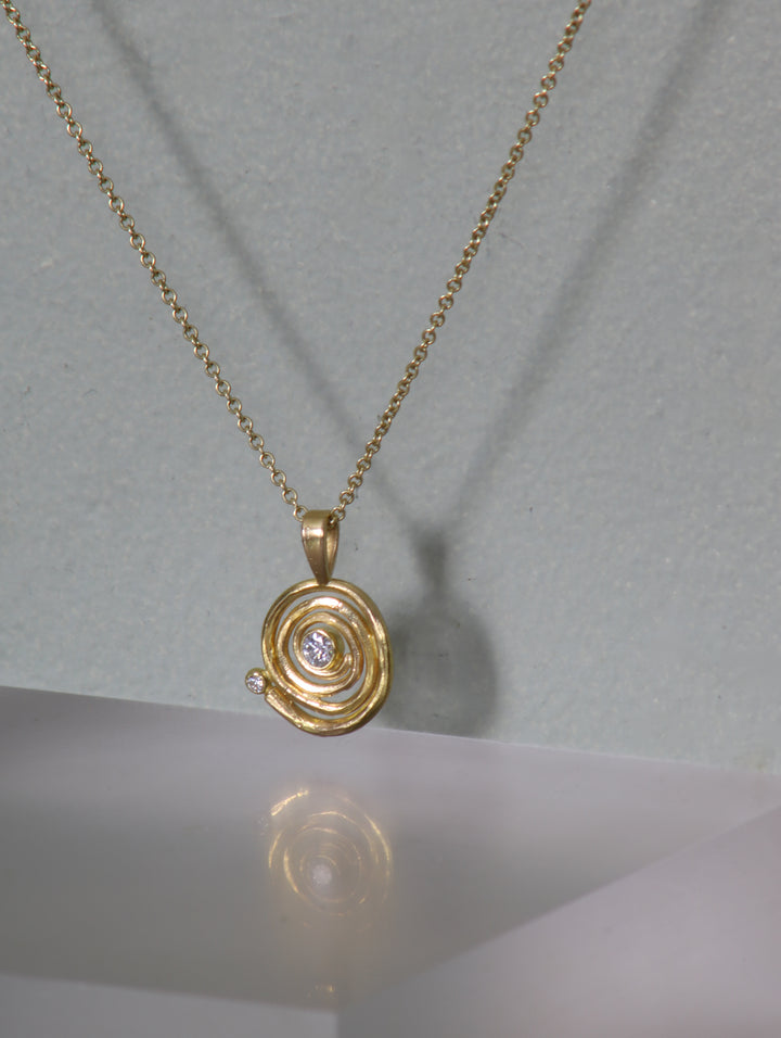 Spiral Gold and Diamond Pendant (B243)