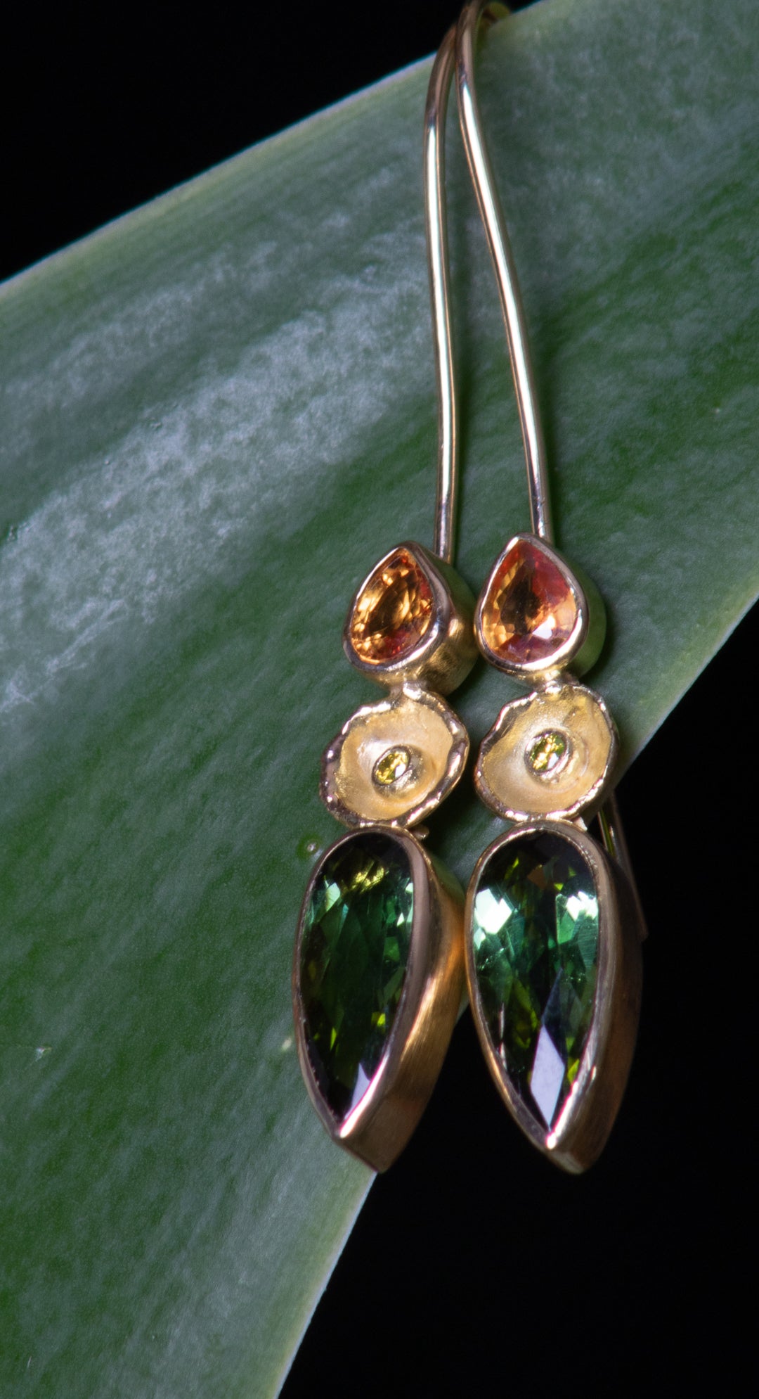 Tourmaline and Sapphire Earrings (B575)