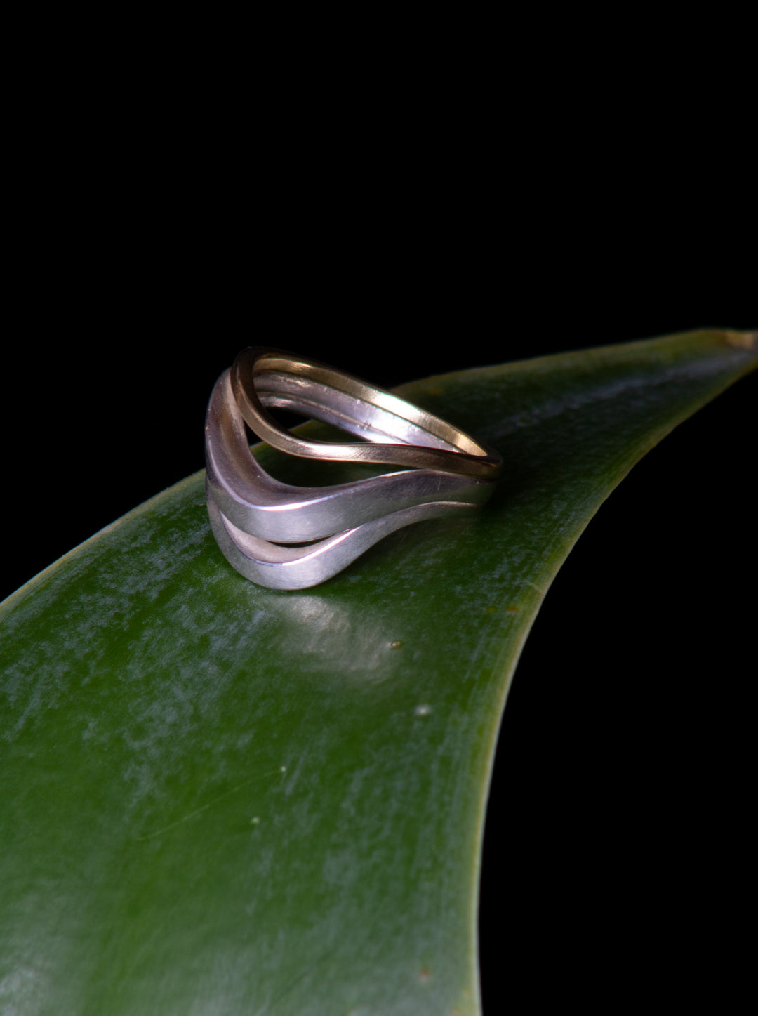 Mixed Metal Stacking Wave Ring (B554)